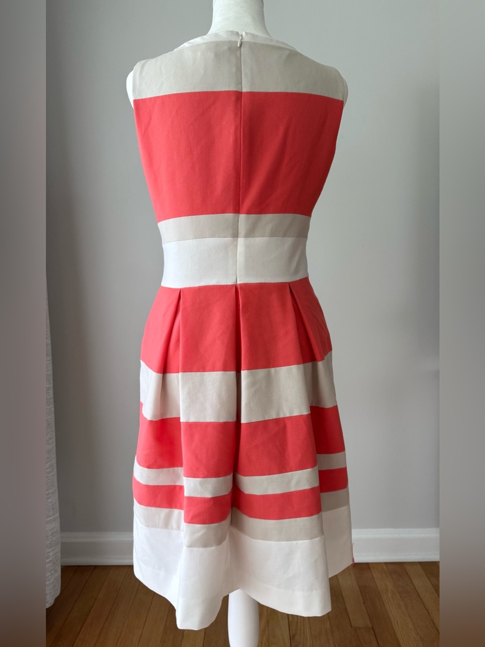 Ralph Lauren Coral and White Striped Fit-and-Flare Dress - Picture 2 of 5